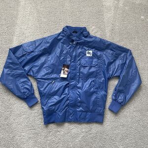 New Vintage 80s Upstream Racing Division Moto Bomber Jacket Blue Nylon Men's M